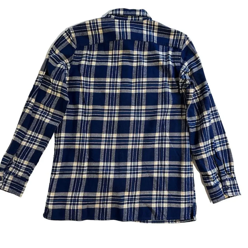 NWT Gap Blue Plaid Organic Cotton Flannel Button Down Boys XL 12